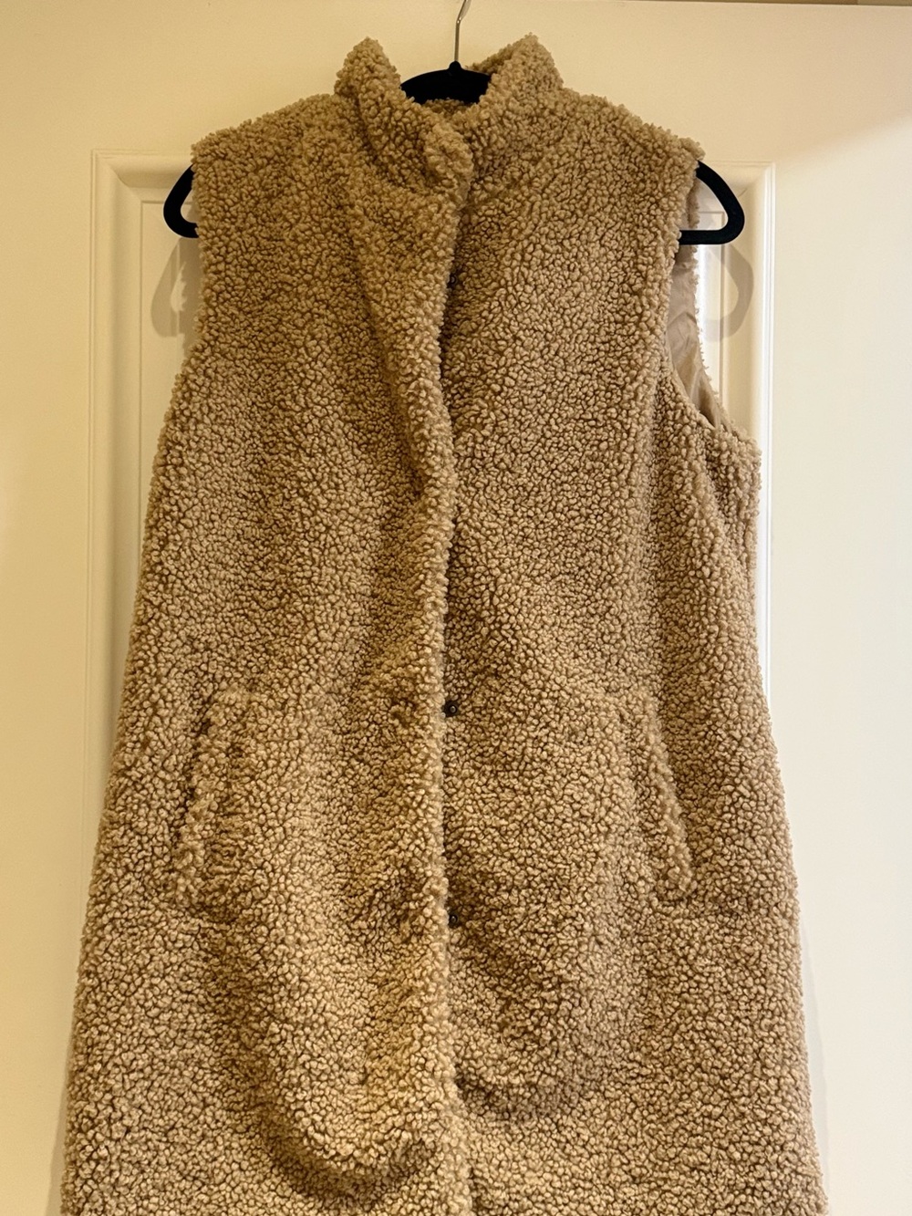 Noisy May Tan Teddy Fleece Sleeveless Vest